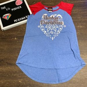 Harley Davison red and blue short sleeve tee 10